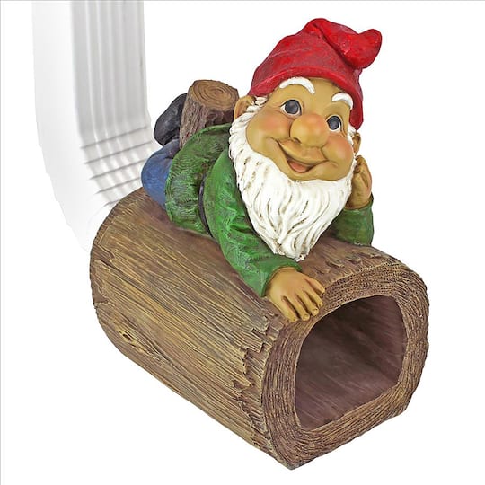 Design Toscano 10.5&#x22; Stormy the Gnome Gutter Guardian Downspout Statue